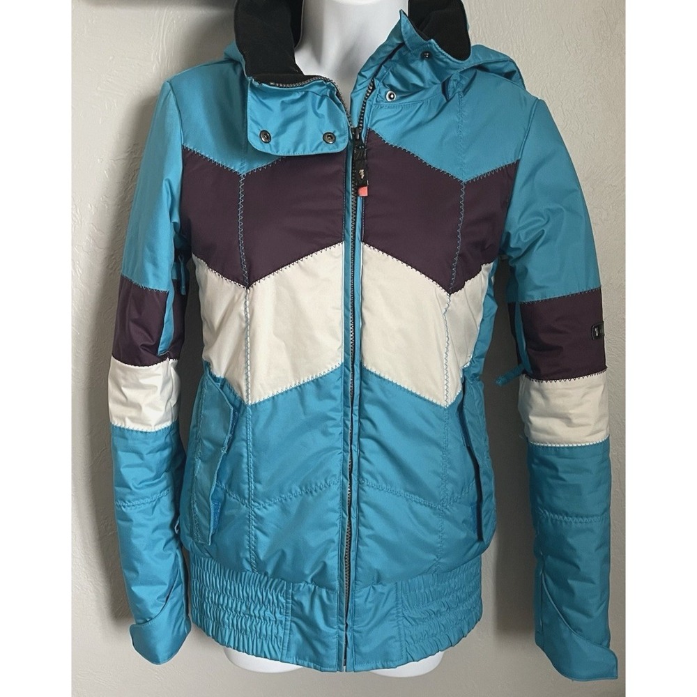 Ride Snowboards Winter Coat Womens XS Blue Removable Hood Retro Style